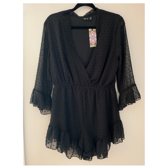 COPY - BOOHOO Mesh Ruffle-Hem Romper - Picture 3 of 5